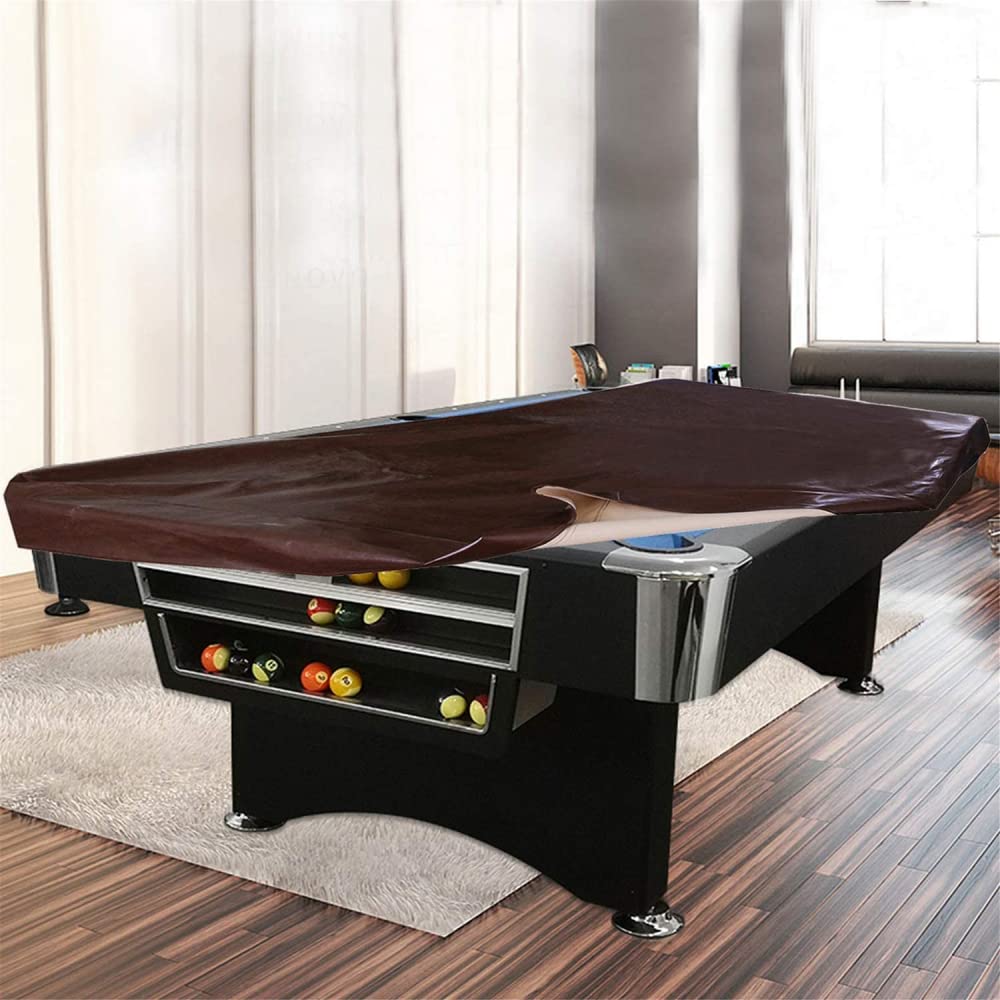 8ft Billardtisch Abdeckung Snooker Pool Schreibtisch Wasserdicht Kordelzug Aufbewahrungstasche Billardtisch Abdeckung Schwarz-Brown||7FT-90x51x7 in