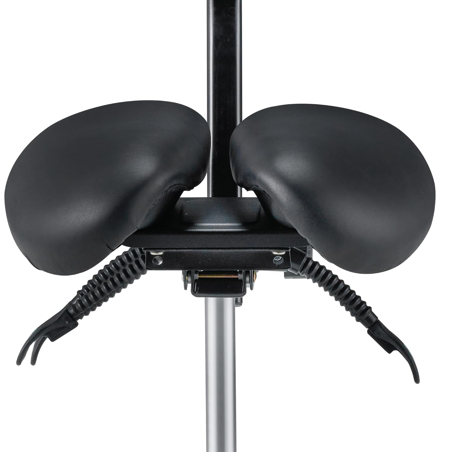 Master Massage Berkeley Ergonomic Saddle Stool - Two Split Seat Stool - Hydraulic Swivel Rolling Seat & Saddle Posture Correction Chair with Backrest - Black