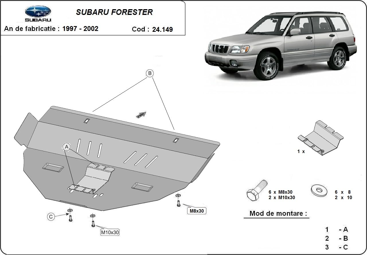 Protección metálica bajo motor compatible con Subaru Forester 1 - (1997-2002)