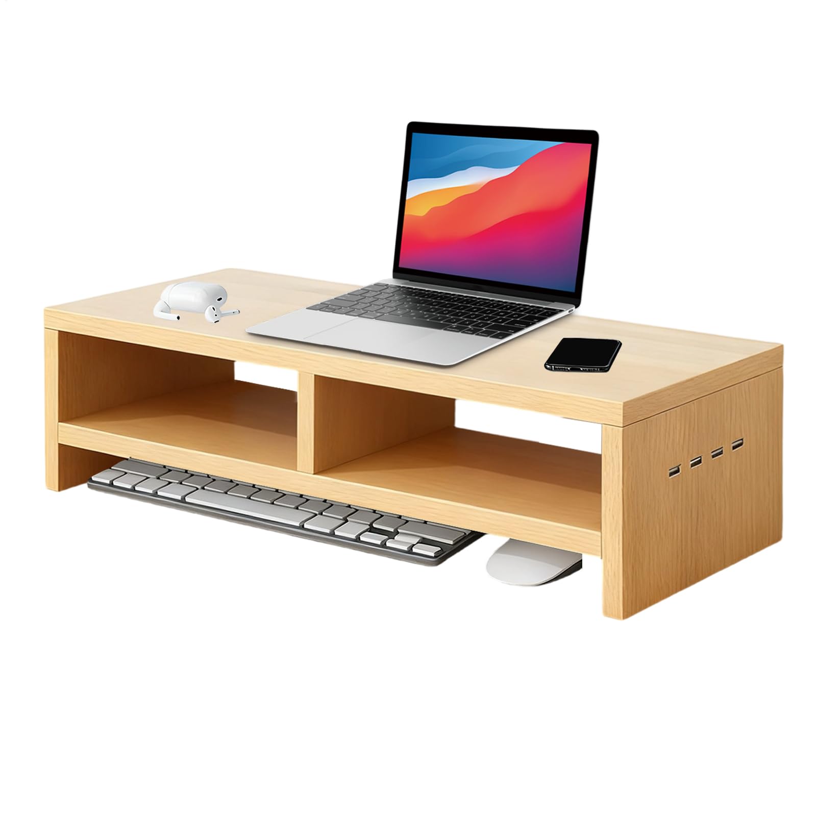 Alzaschermo Computer Organizzatore Da Scrivania A 2 Livelli | Ripiano Da Tavolo Per Monitor Con Spazio Di Archiviazione Per Casa Ufficio Studio Lavoro Dormitorio Sala Giochi Insegnante