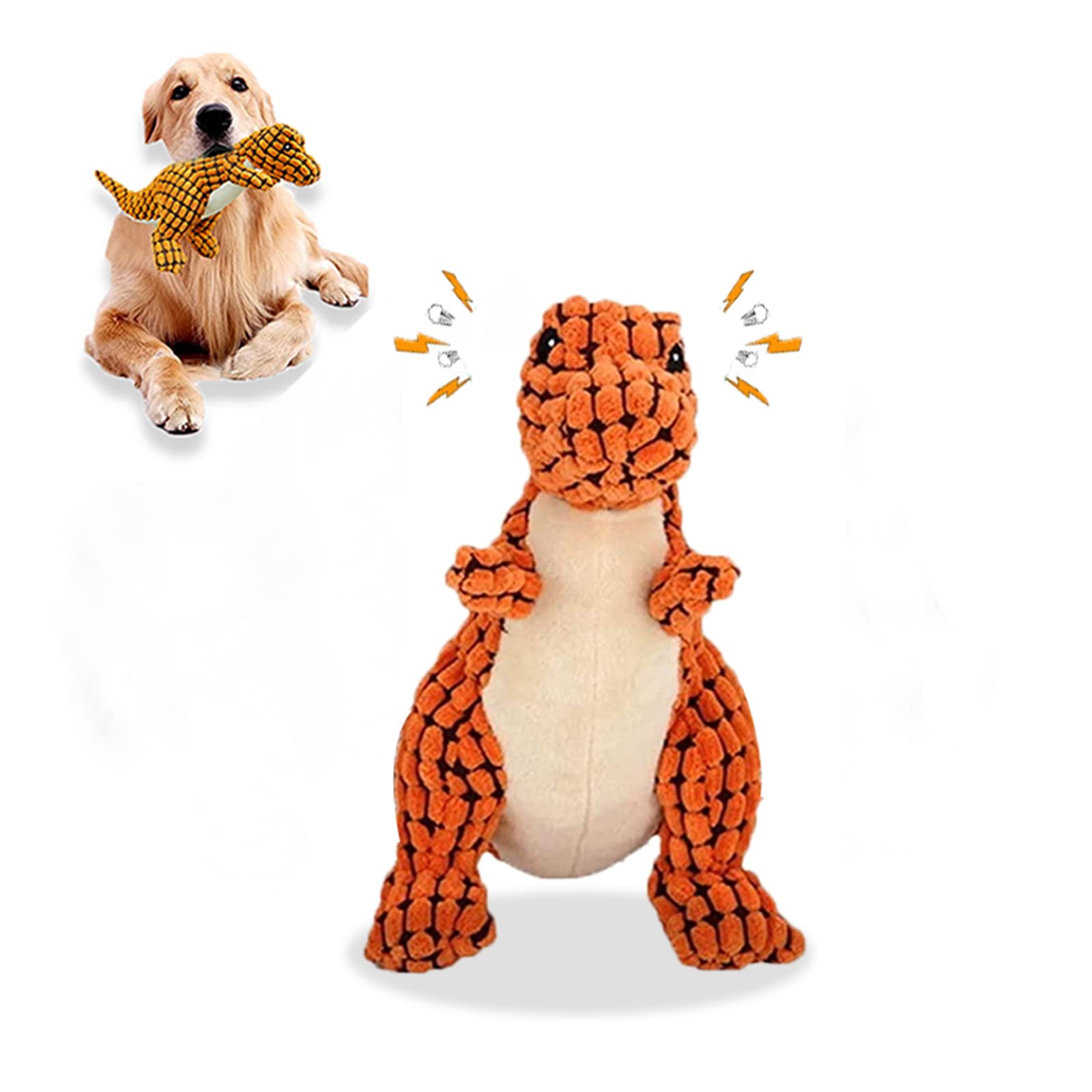 GARENT Indestructible Robust Dino Squeaky Dog Toys for Aggressive Chewers,  Durable Interactive Robustdino Dog Toy, Indestructible Dog Toy for Medium