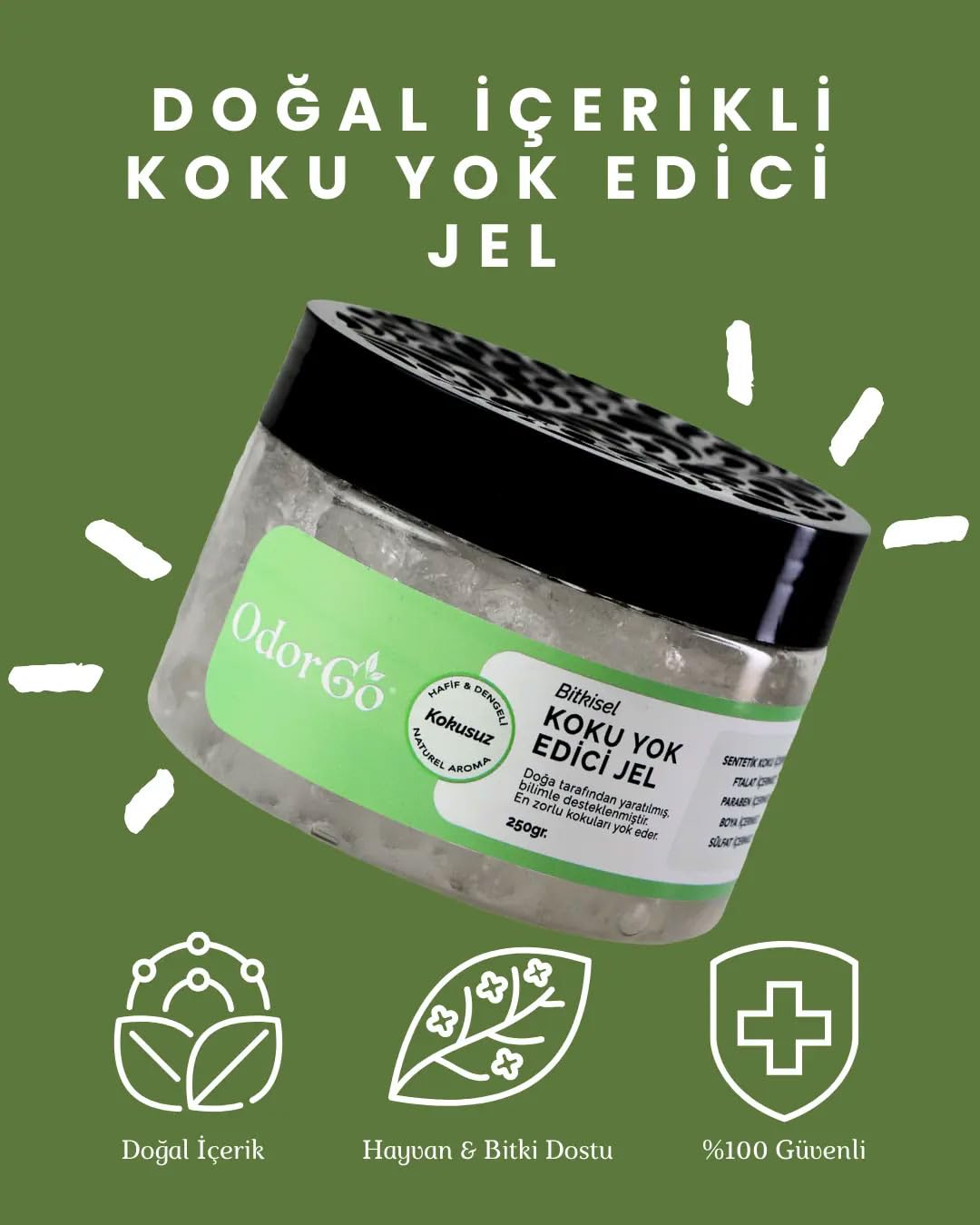 ODORGO Koku Yok Edici Jel 250g 2'li Paket – Dolap, Banyo, Kapalı Alan İçin Sürekli Koku Giderici