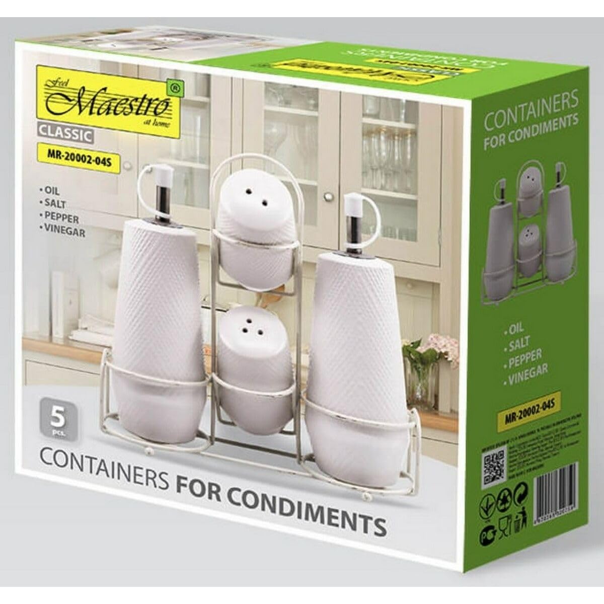 Set de salière et poivrière MR-20002-04CS blanc céramique 5 pièces