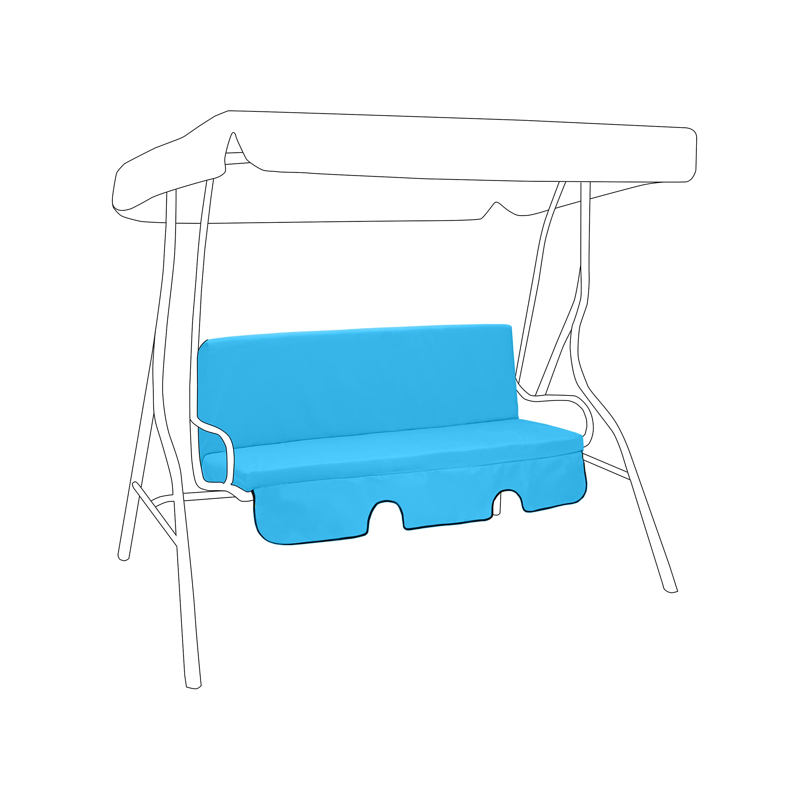 Gardenista Garden Swing 3 Seater Hammock Bench Cushion | Canopy Outdoor Patio Furniture Replacement Cushion Seat Pad | Water Resistant Seat and Back Cushion | Soft Comfy and Durable (Turquoise)