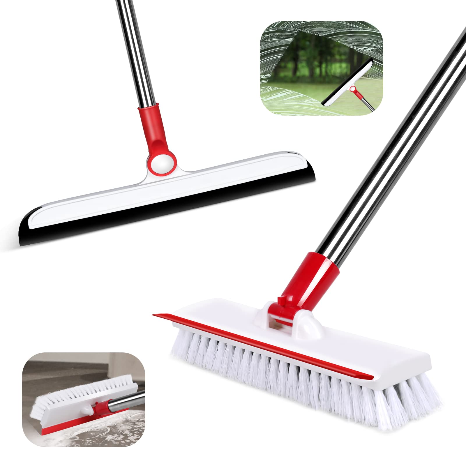 Buy Masthome Floor Scrub Brush with Long Handle, 2 in 1 Push Broom Indoor Outdoor Stiff Bristles