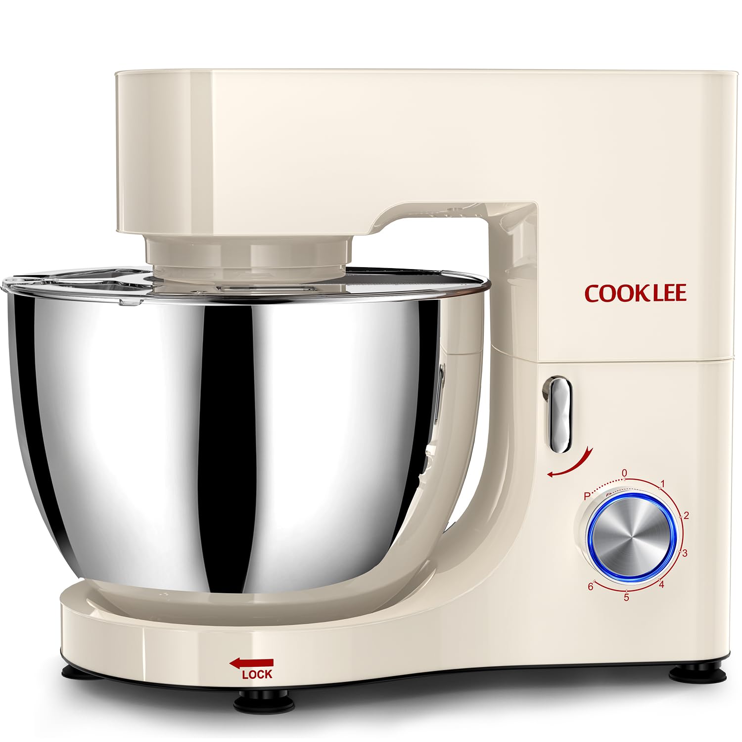 COOKLEE Stand Mixer, 9.5 Qt. 660W Electric Kitchen Mixer with Dishwasher-Safe Dough Hooks, Flat Beaters, Wire Whip & Pouring Shield Attachments for Most Home Cooks, White