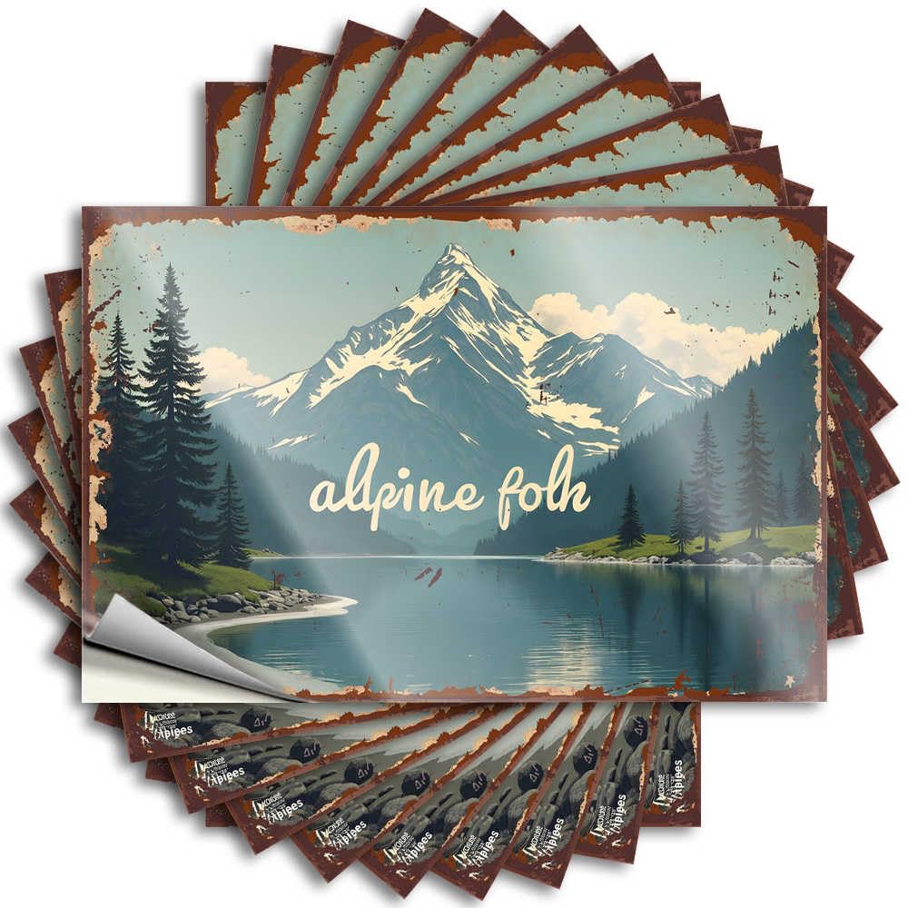 Love Laptop Tattoos | Alpine Folk: A Serene Mountain Lake Landscape Rock for Science Decor(8X12CM)