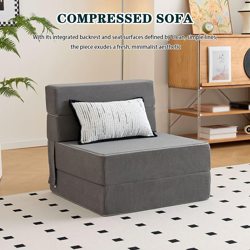Divano Letto Pieghevole Compresso, Divano Singolo Senza Ossatura Per Appartamento, Più Dimensioni Disponibili(Gray color,90 * 180 * 18cm)