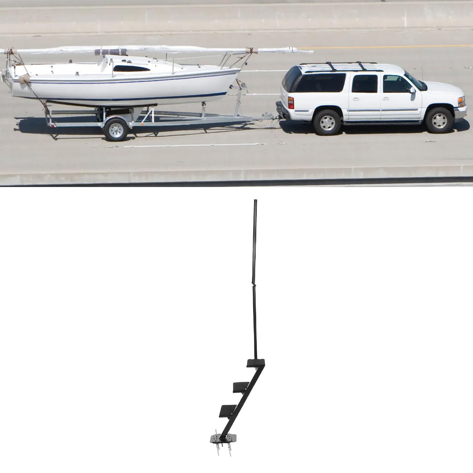Mingzhe Boat Trailer Steps 4 Step Heavy Duty with Non-Slip Surface and