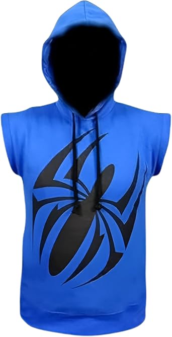Zulin Scarlet Spider Blue Sleeveless Fashion Hoodie | Mens Fashion Hoodies | Mens Fleece Pullover Hoodie |