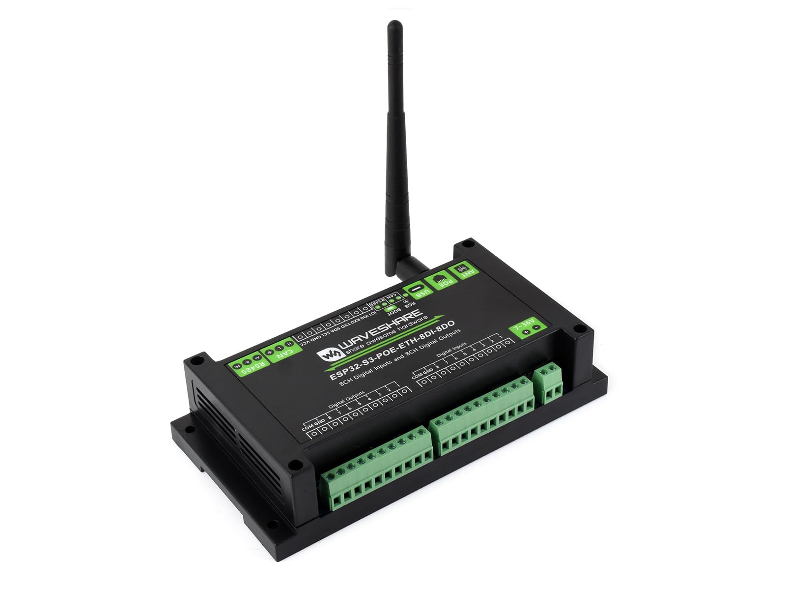 ESP32-S3 8-Ch cyfrowy kontroler wejścia i wyjścia, dwurdzeniowy procesor, wbudowany moduł PoE, obsługa portu WiFi/Bluetooth / RS485 / CAN/Eth itp. Wiele obwodów ochrony izolacji