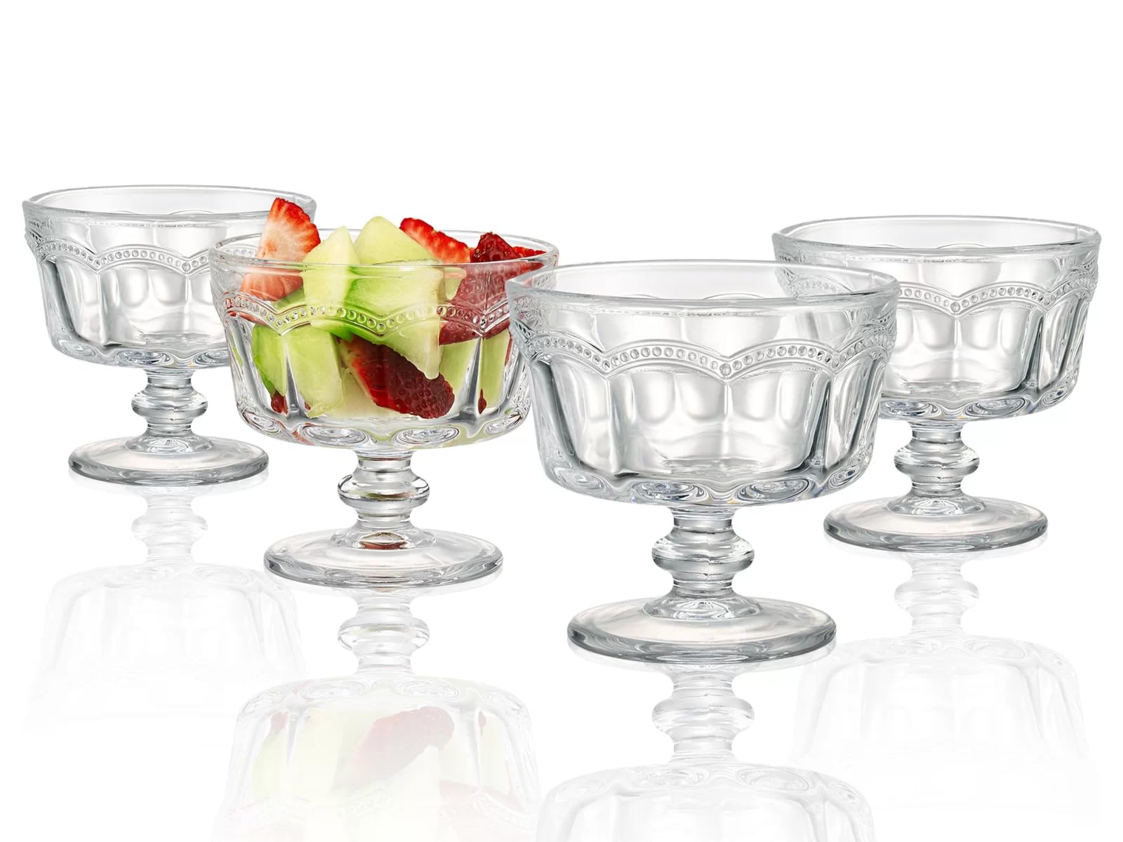BAGYAM - Crystal Glass Ice Cream Cups - Premium Glass Ice Cream Bowls for Home - Multi-uses Serving Bowl for Chocolate falooda Sweet friuts Salad Dessert Cup (Rajwadi (250ML), 4 Pieces) (B0D5DJJNPN) Amazon Price History, Amazon Price Tracker