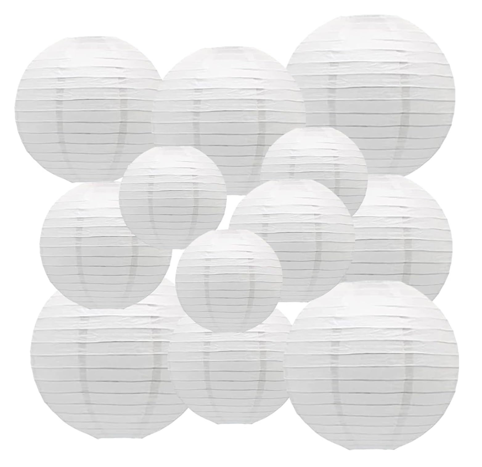 Linternas Papel 12 Farolillos De Papel Redondos Colgantes For Decoración del Hogar, Fiestas Y Bodas Decoración(White)