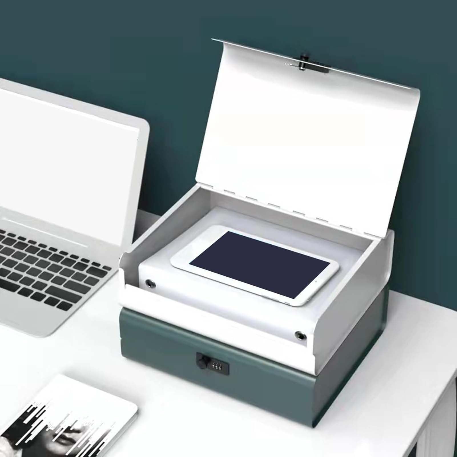 Cassettiera da Ufficio Schedario Da Scrivania - Cassetta Portadocumenti In Metallo Sicura Per Fogli A4 Con Serratura A Combinazione, Organizer Da Scrivania Per Ufficio E Casa(Gray)