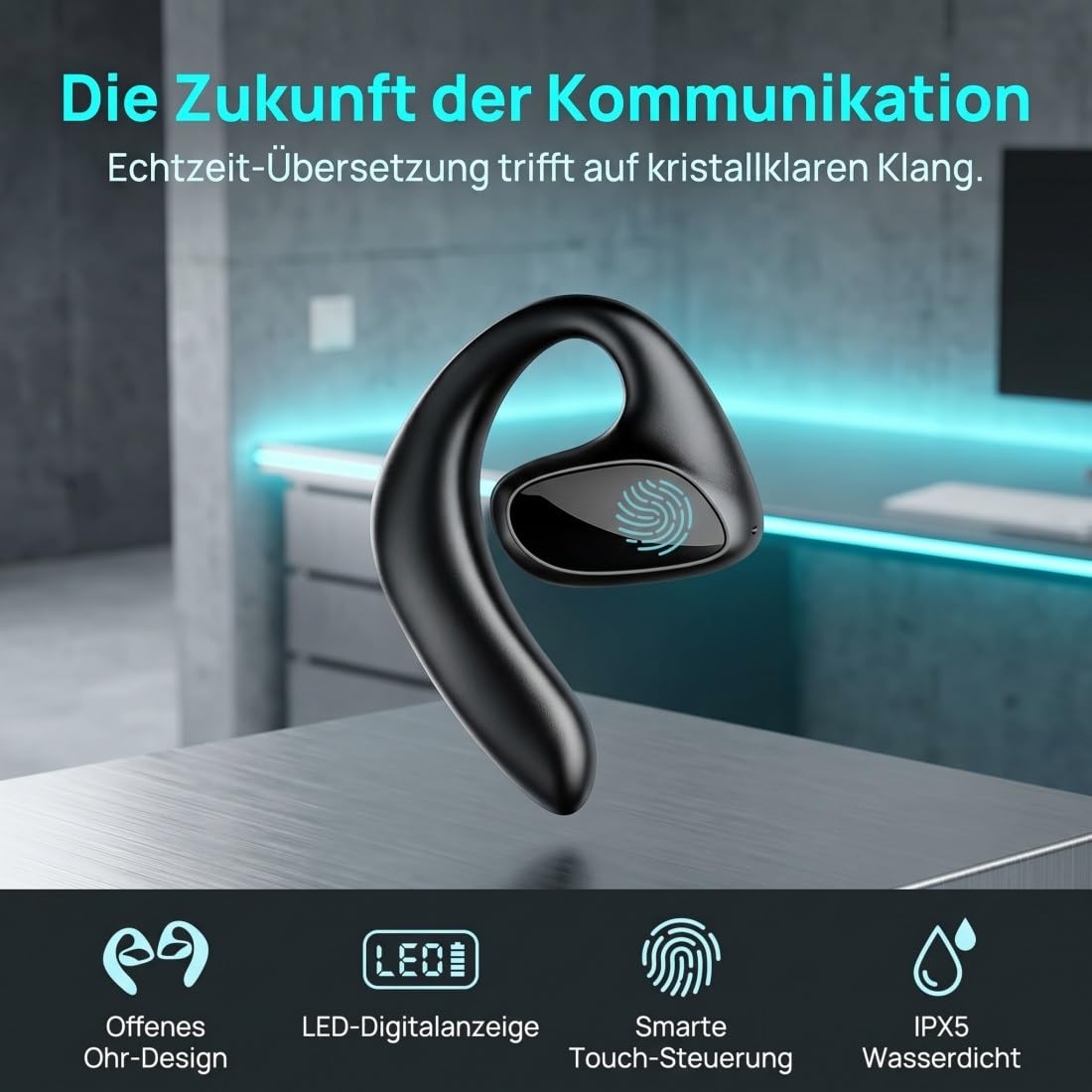 Yagerod Sonabuds Ki Übersetzer Kopfhörer, Sona Buds Übersetzungskopfhörer, Kopfhörer mit Übersetzer, Übersetzers Ohrhörer mit Echtzeit Übersetzung in 140+ Sprachen, Hd Sound, Geräuschreduzierung(E)