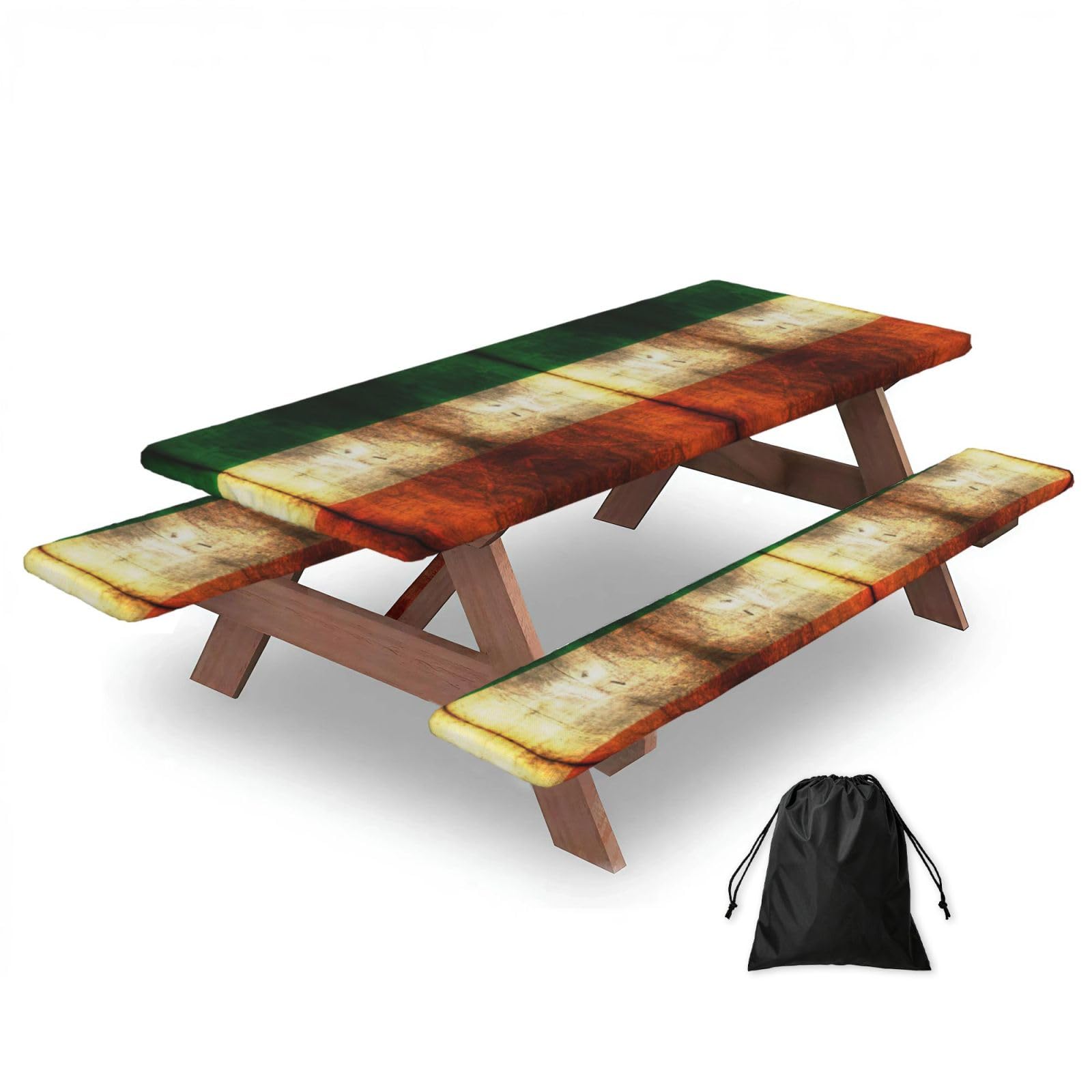 Irish Flag Print 3 Pack Wipeable Picnic Bench Cover And Table Cover Lightweight Table Cloth For Camping Outdoor