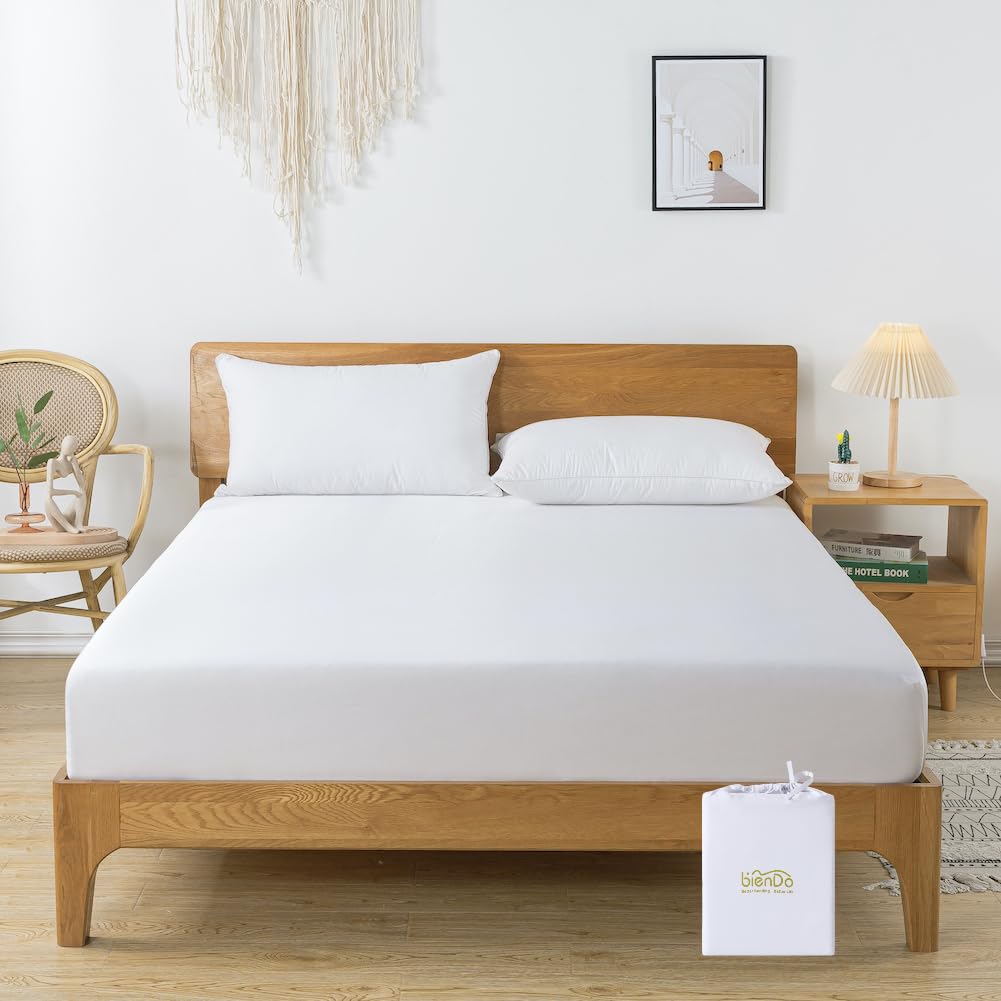 Fitted Sheet, White, King Size, 100% Natural Bamboo, Vegan Silk, Soft & Cooling like Egyptian Cotton, More Breathable than Linen - 35cm Extra Deep, 400 Thread Count-150x200cm