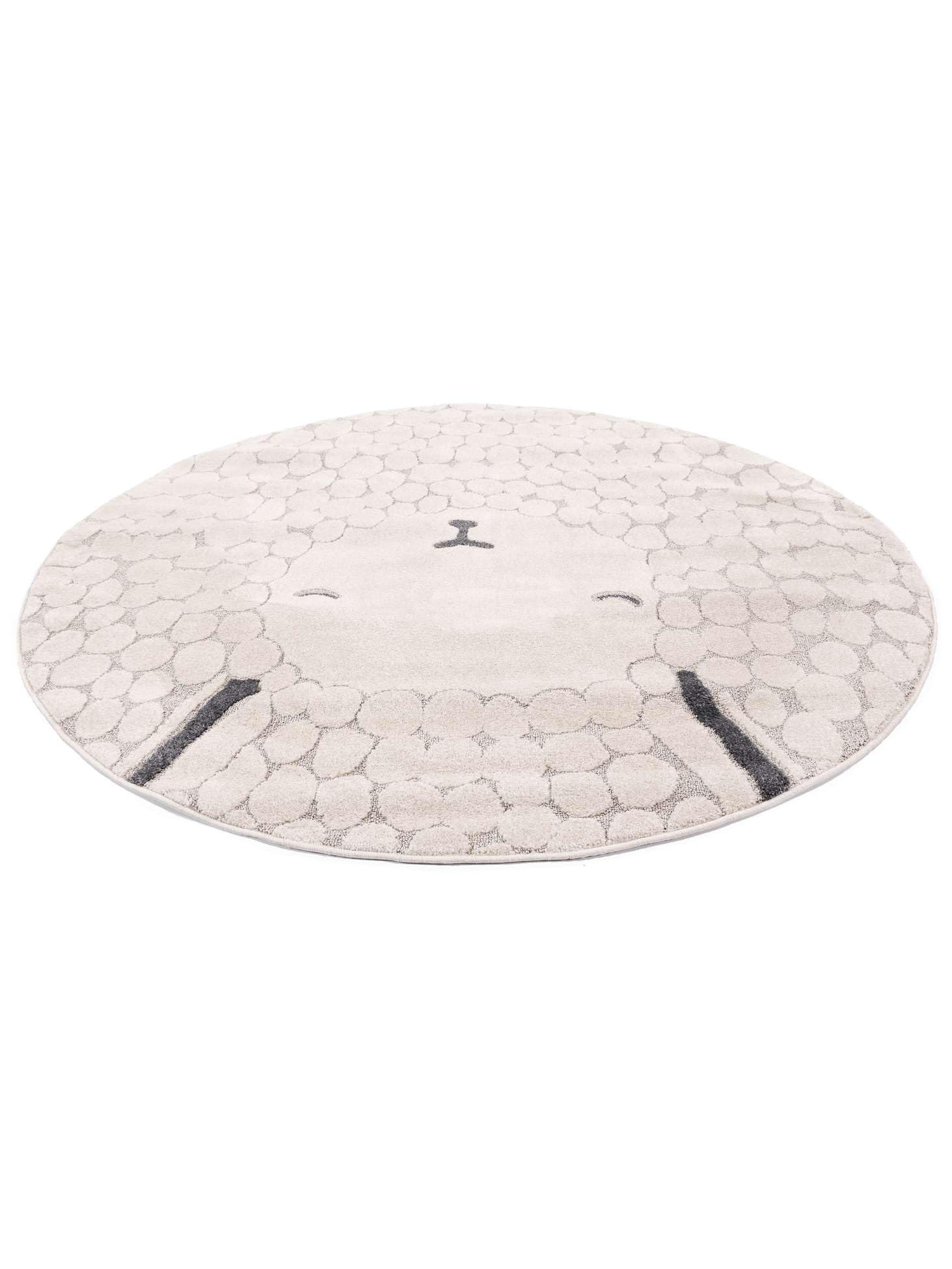 RugVista Lollo Lamm Tapis pour Enfants, Ø 100 cm, Greige/Beige