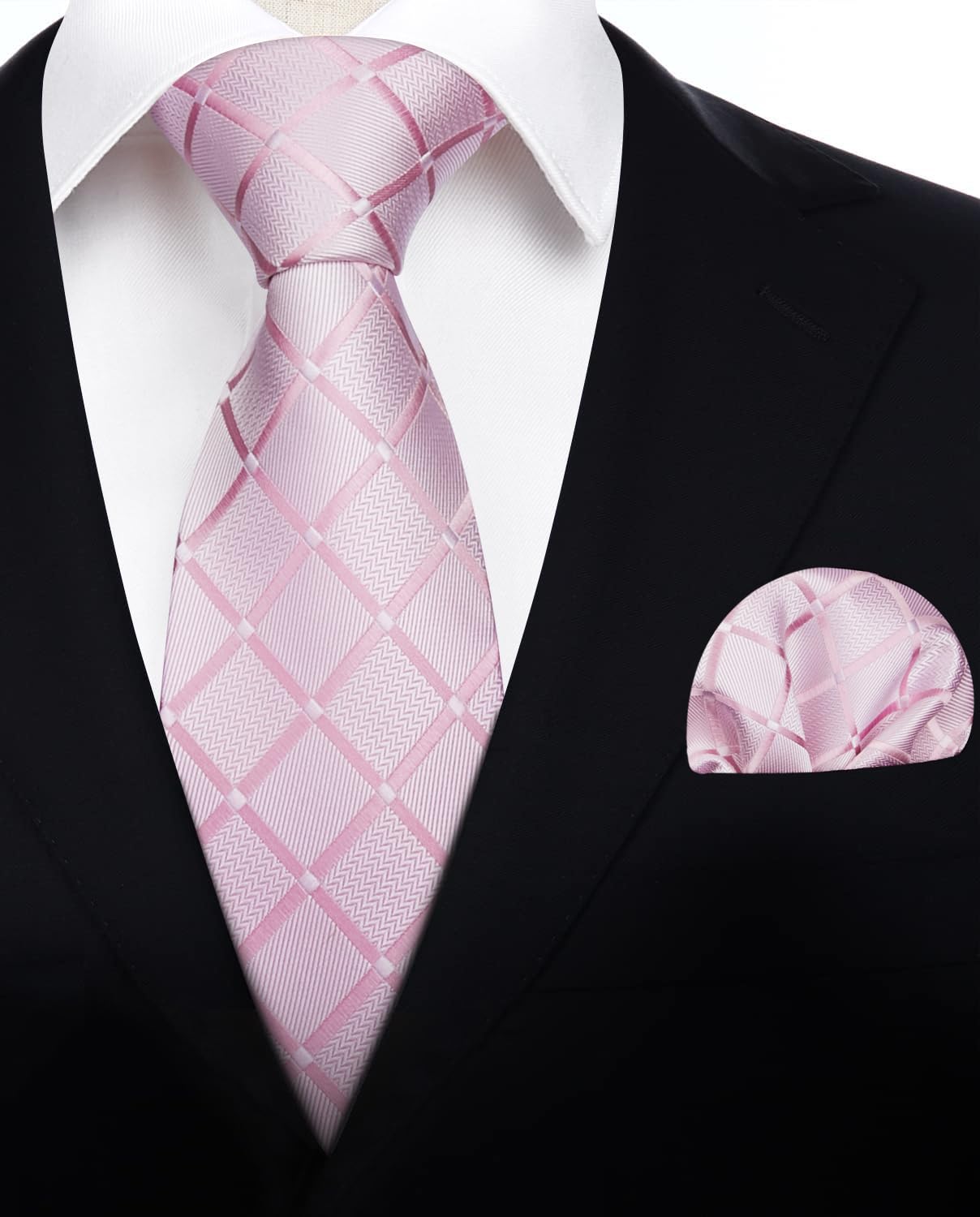HISDERN Krawaty dla mężczyzn jednokolorowy/w kratę/w kropki klasyczny krawat ślubny i poszetka zestaw formalny elegancki biznesowy męskie krawaty wielokolorowe