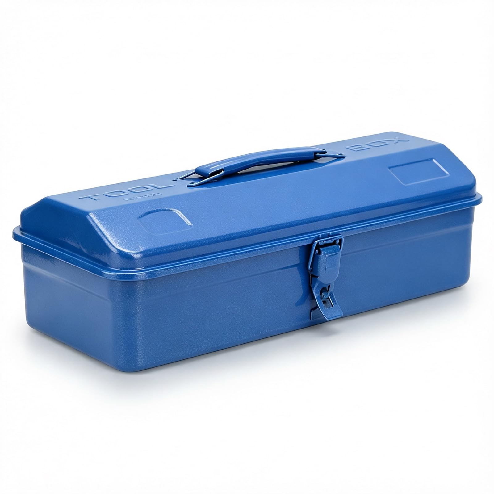 Caja de herramientas de metal, 36 × 15 × 10 cm, caja de herramientas vacía con asa, caja de herramientas grande, caja de chapa para almacenamiento universal y transporte de accesorios (azul)