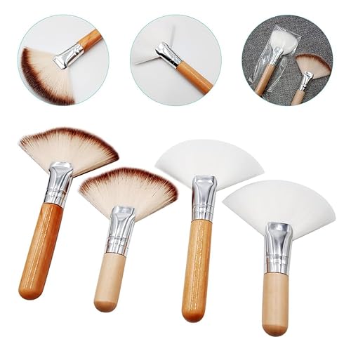 Miniatura 8 de FRCOLOR 4 unids cepillo suelto cepillo de maquillaje ventilador para faciales cepillo de ventilador suave para maquillaje esponjoso cepillo de