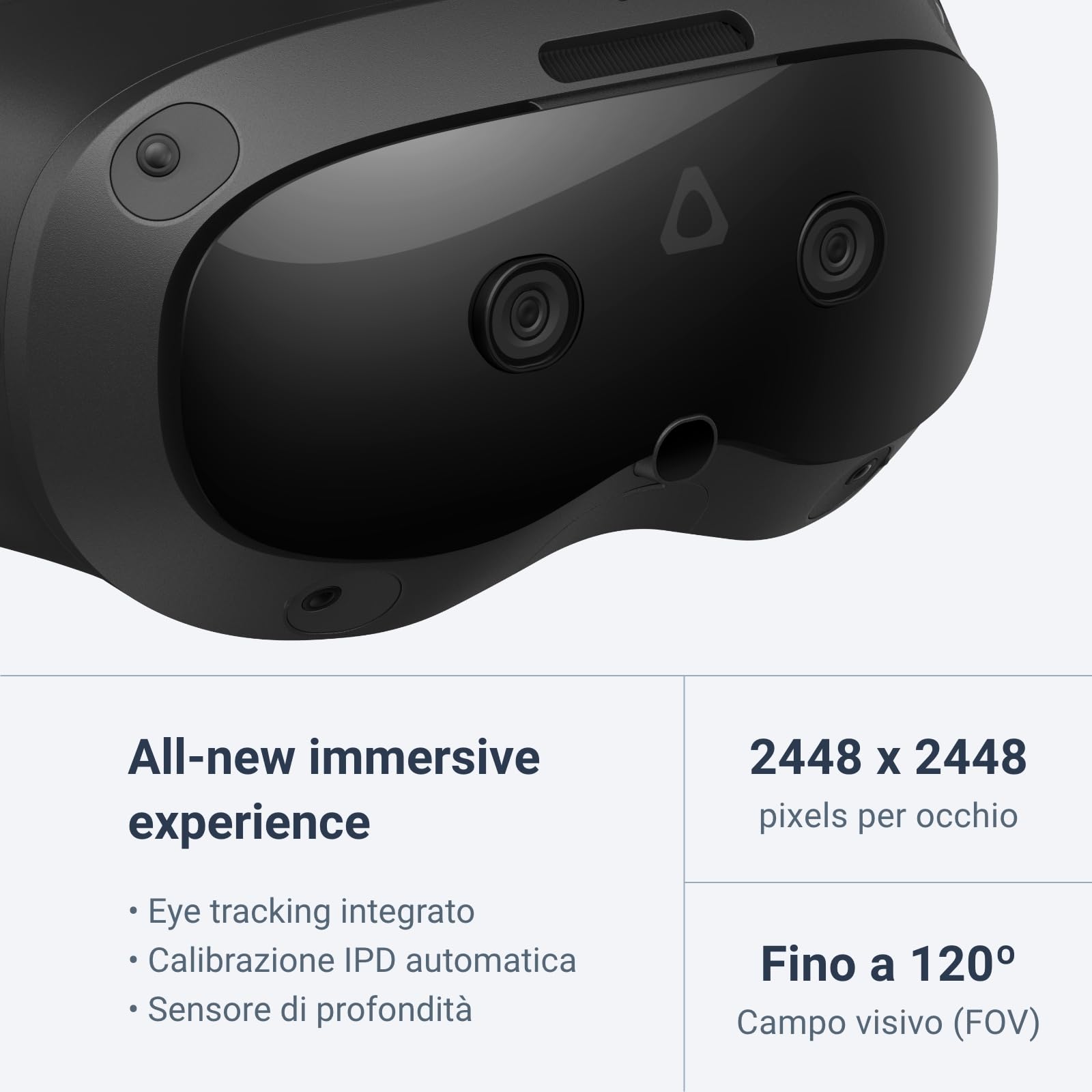 HTC Vive Focus Vision Pacchetto: realtà mista e visore VR per PC, controller, Edizione consumer, kit di streaming cablato Vive, Compatibile con la modalità DisplayPort