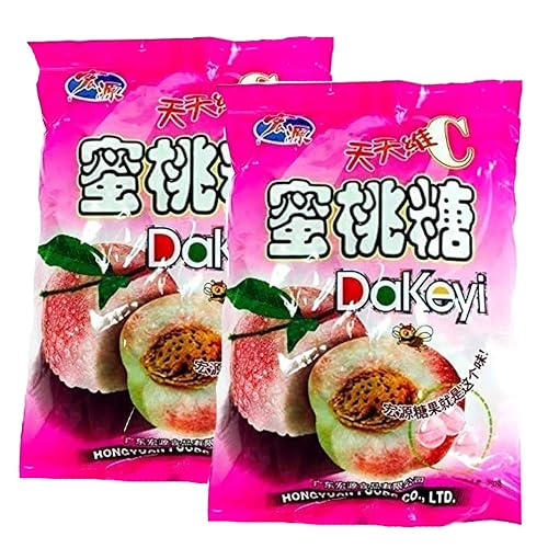 Hong Yuan Classic - Caramelo duro de 12.3 onzas (12.35 oz) (melocotón, paquete de 2)