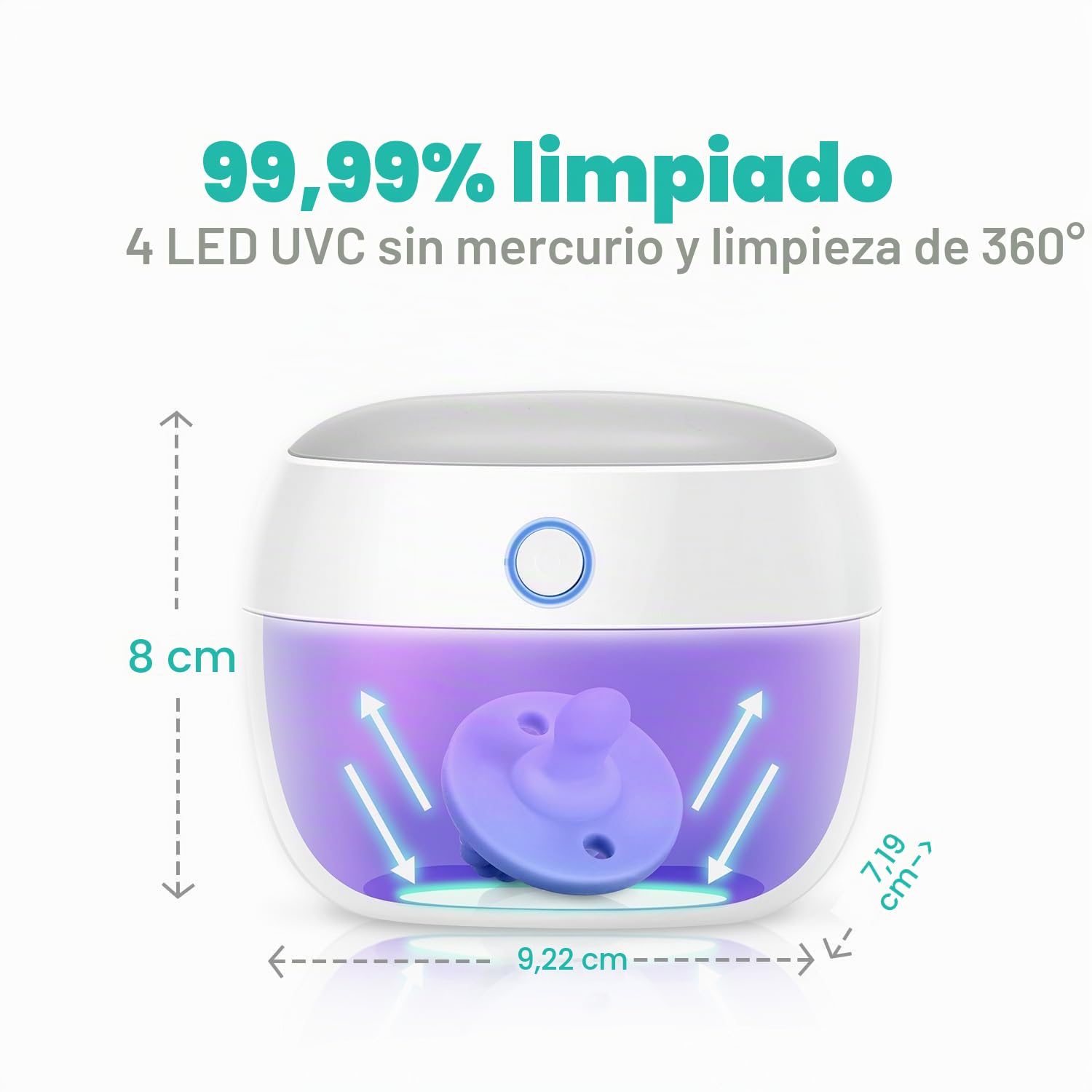 Esterilizador portátil de luz UV Papablic, mini caja desinfectante UV-C para chupete y más, esterilización del 99,99% en 59 segundos, recargable por USB