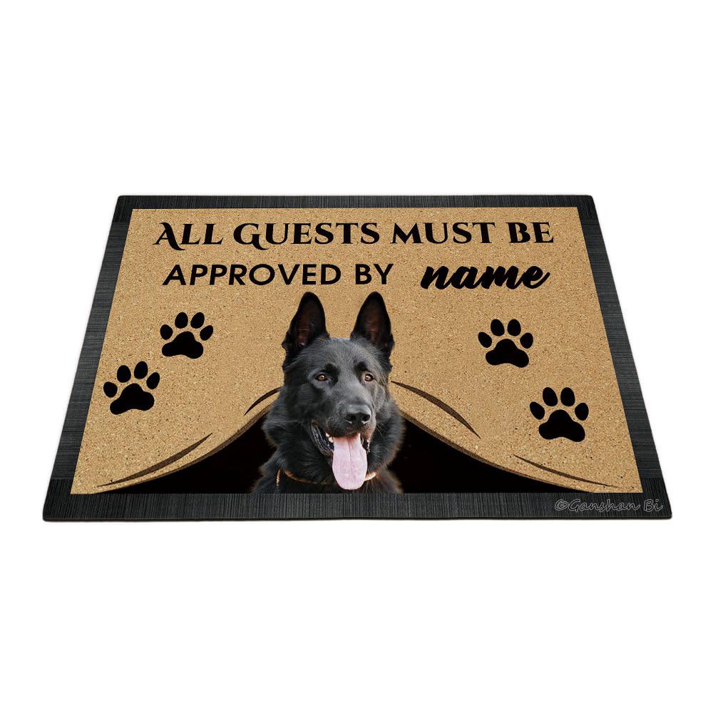 Ganshan Bi Funny Black German Shepherd Dog Welcome Doormat All Guests Must Be Approved Floor Mat Custom Door Mat Home Decor Gift for Dog Lover 35.4" x