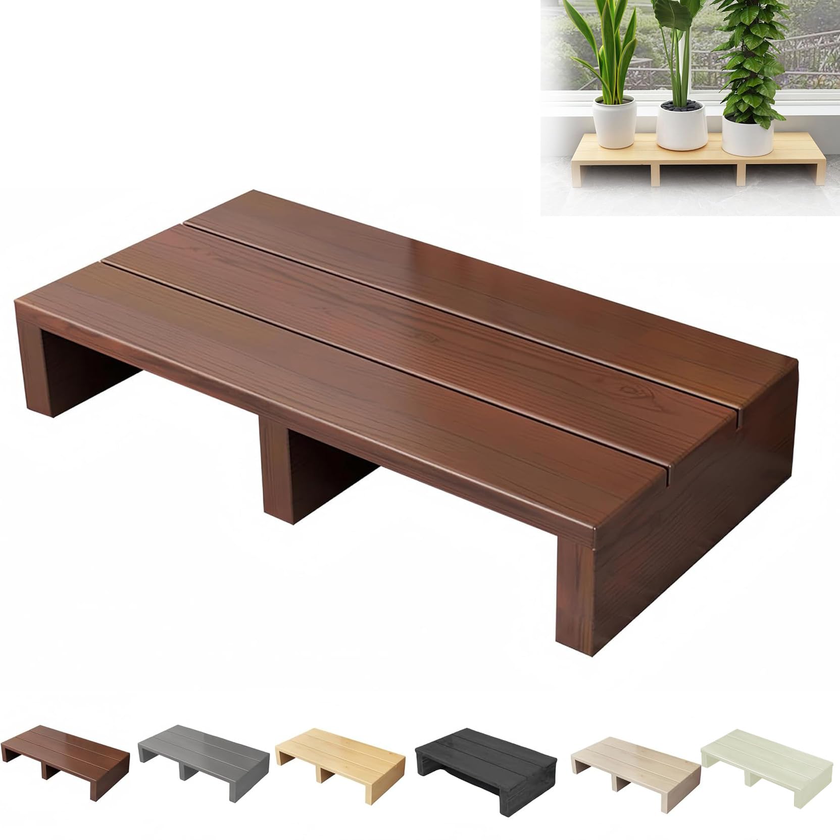 ZYNNEL Wooden step stool outdoor, garden steps outdoor, bed steps for elderly, for Bathroom, Bedroom, Doorway, Indoor/Outdoor Use, non-slip underside, Brown, 40×30×15cm