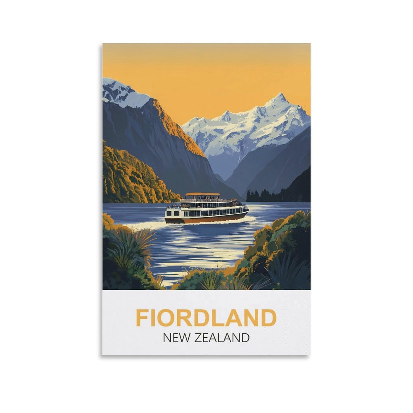 EZMLFA 5D Diamond Art Kits for Beginner,Fiordland New Zealand,DIY Round Full Drill Crystal Art Craft Painting for Home Wall Decor 50x60cm