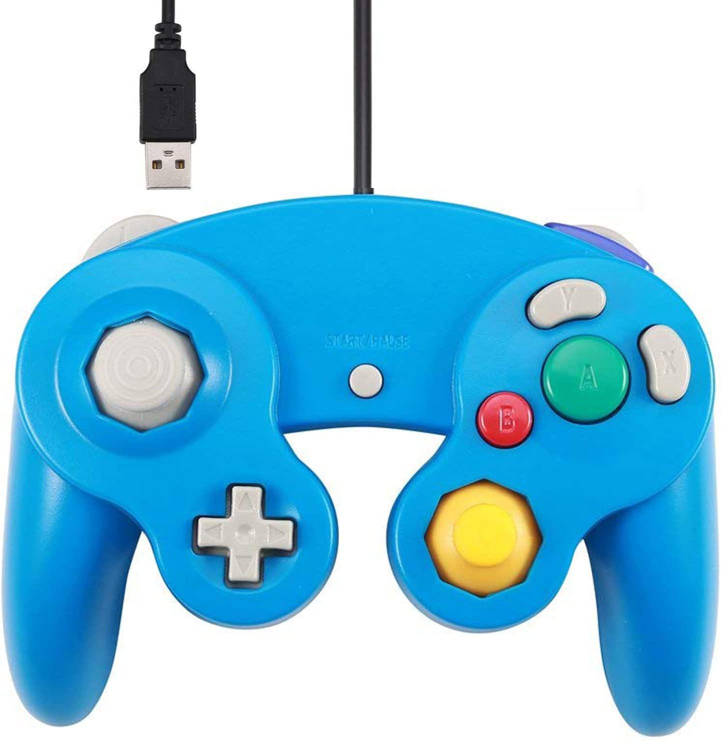 Arrocent GC Controller, Replacement for Gamecube Controller, Compatible with Wired USB Game Cube Controller/PC Windows 7 8 10 PC (Blue)