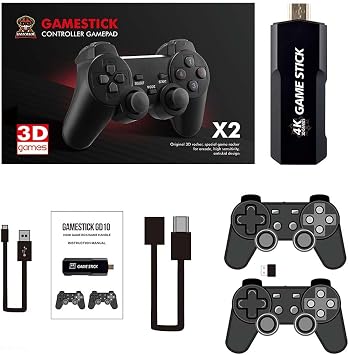 GD10 4K Retro Game Stick, HD Home Video Game Console with 2 Wireless Controllers, HDMI Output, 20000+ Built-in Games 128GB
