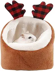 ABLAZEZAI Cama para hamster, mini animais pequenos, ninho macio e quente, sofá-cama para animais de estimação pequenos, acessórios para casa de gaiola de rato (marrom)