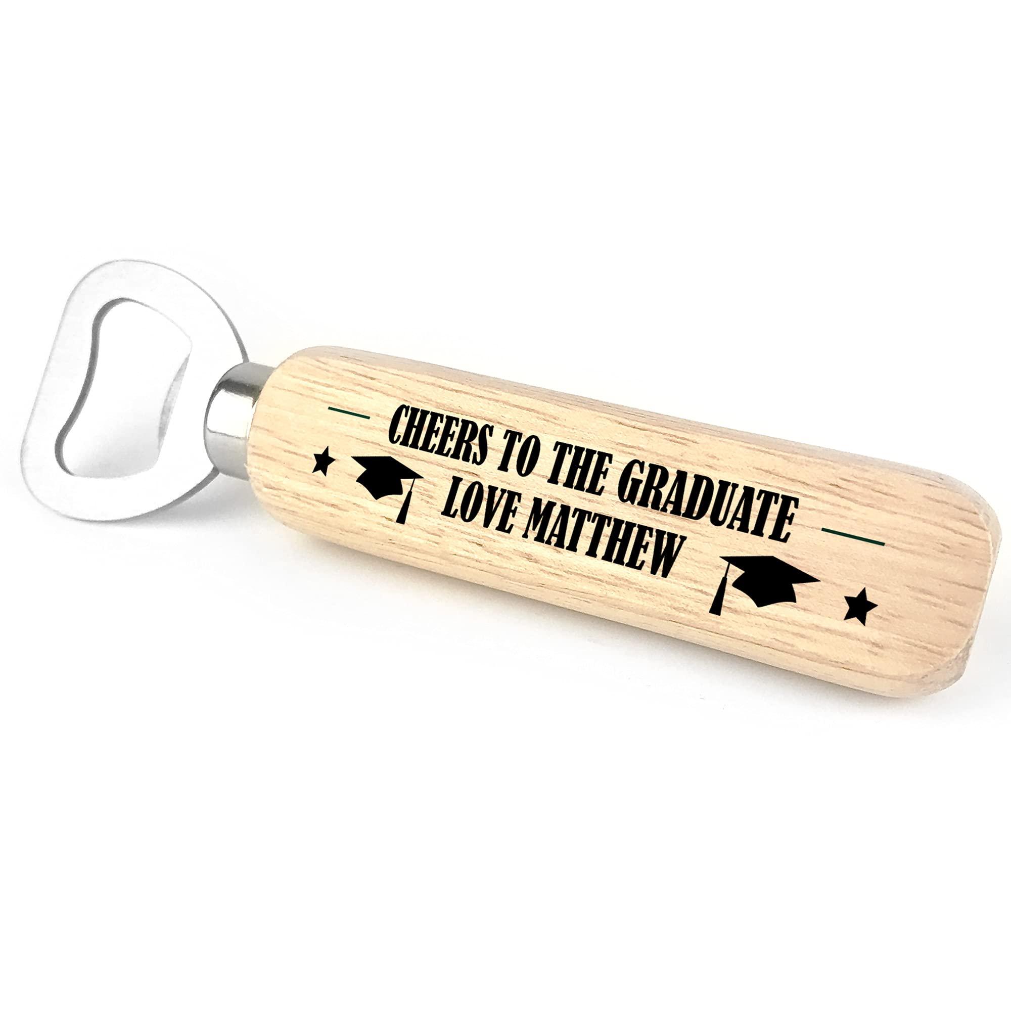 Cheers Graduate Personalised Graduation Gift Wood Bottle Opener Daughter Son Gift