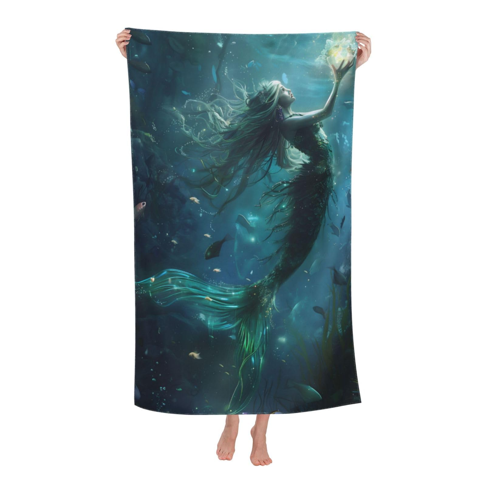 VANZEV Mermaid Beach Towel 31inx51in, Ocean Sand-Free Microfiber Bath Towel Ultra Soft Quick Dry Pool Towel Absorbent Towel Lightweight Towel for