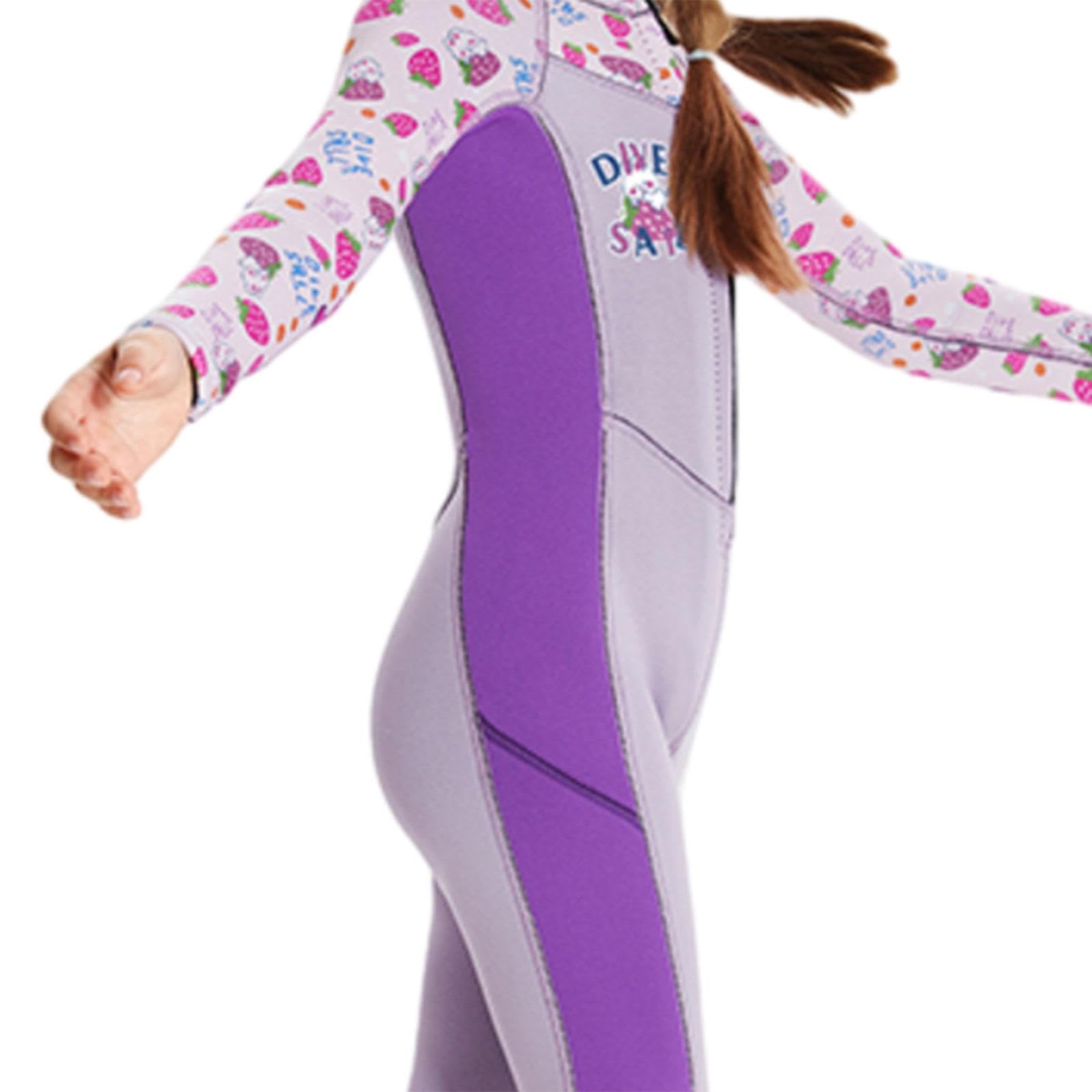 Traje de Neopreno para Niños Y Niñas, Traje de Neopreno de 2 Mm, Traje de Baño Térmico con Cremallera Frontal, Traje Completo para Navegación Subacuát