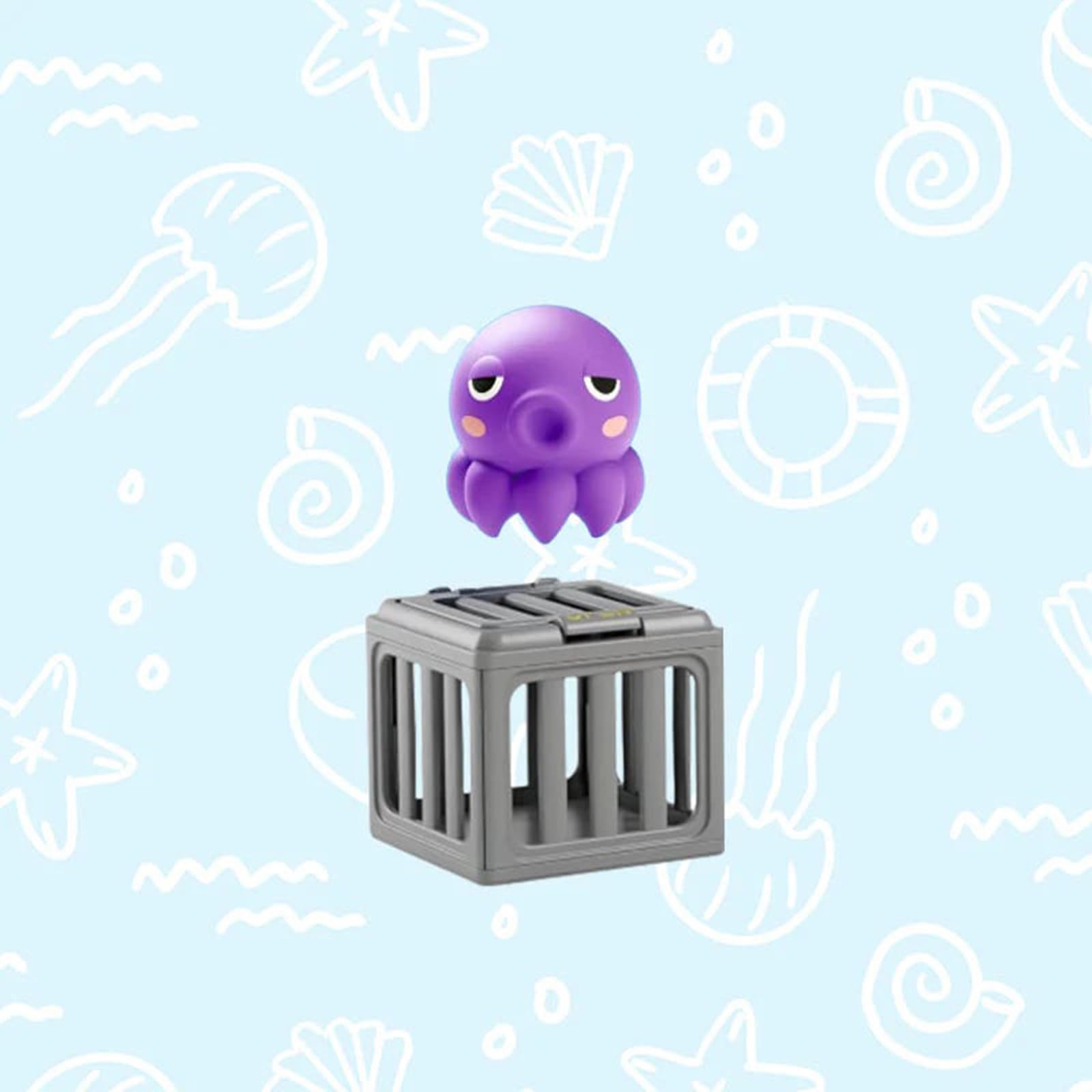 Kids Pool Diving Toys Set, Underwater Dive Rescue Toy with 6 Animal Sinking and Floating Cages, Summer Swimming Pool Games for Boys Girls Ages 4-12, Bath Toys with Weighted Cages (Octopus)