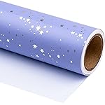 WRAPAHOLIC Wrapping Paper Roll - Mini Roll - 17 Inch x 33 Feet - Stars with Silver Foil Design, Perfect for Wedding, Birthday, Holiday, Baby Shower