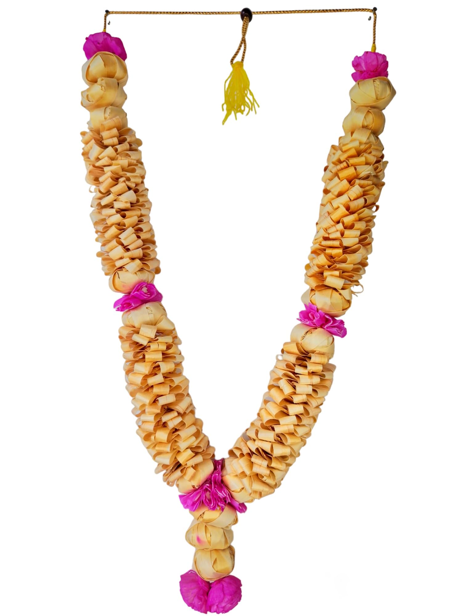 Sandalwood Processed Photo Frame Mala | Chandan Scented Wooden Chaal | Wooden Garland | Traditional Mala for God, Ancestors and Pitra, Pooja Room (18 Inch/45cm) (2 Ghar)