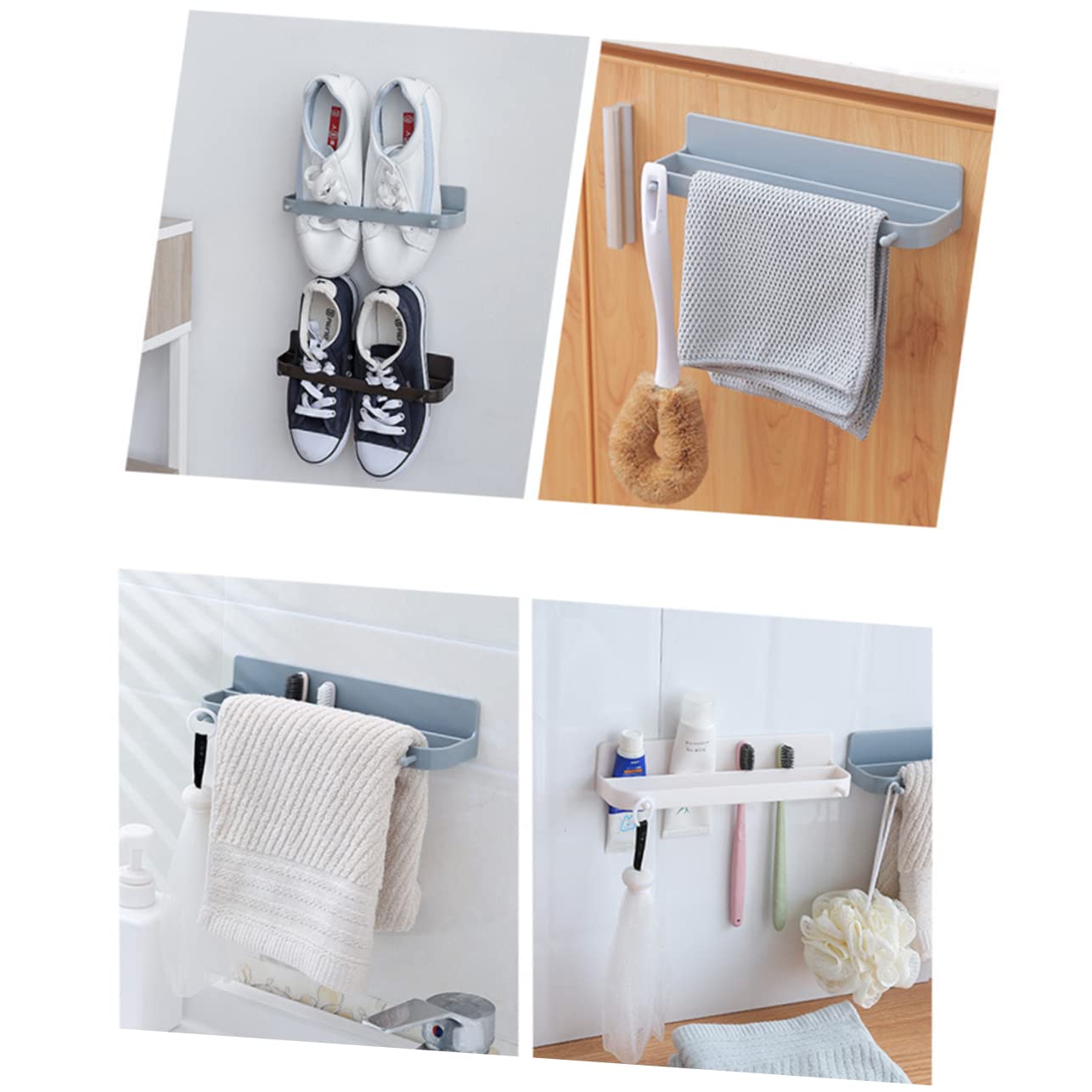 Ciieeo 5Pcs Wall Mounted Shoes Organizer Punch Slippers Rack for Bathroom Easy Installation Beige Storage Holder for Smooth Surfaces Tidy Home