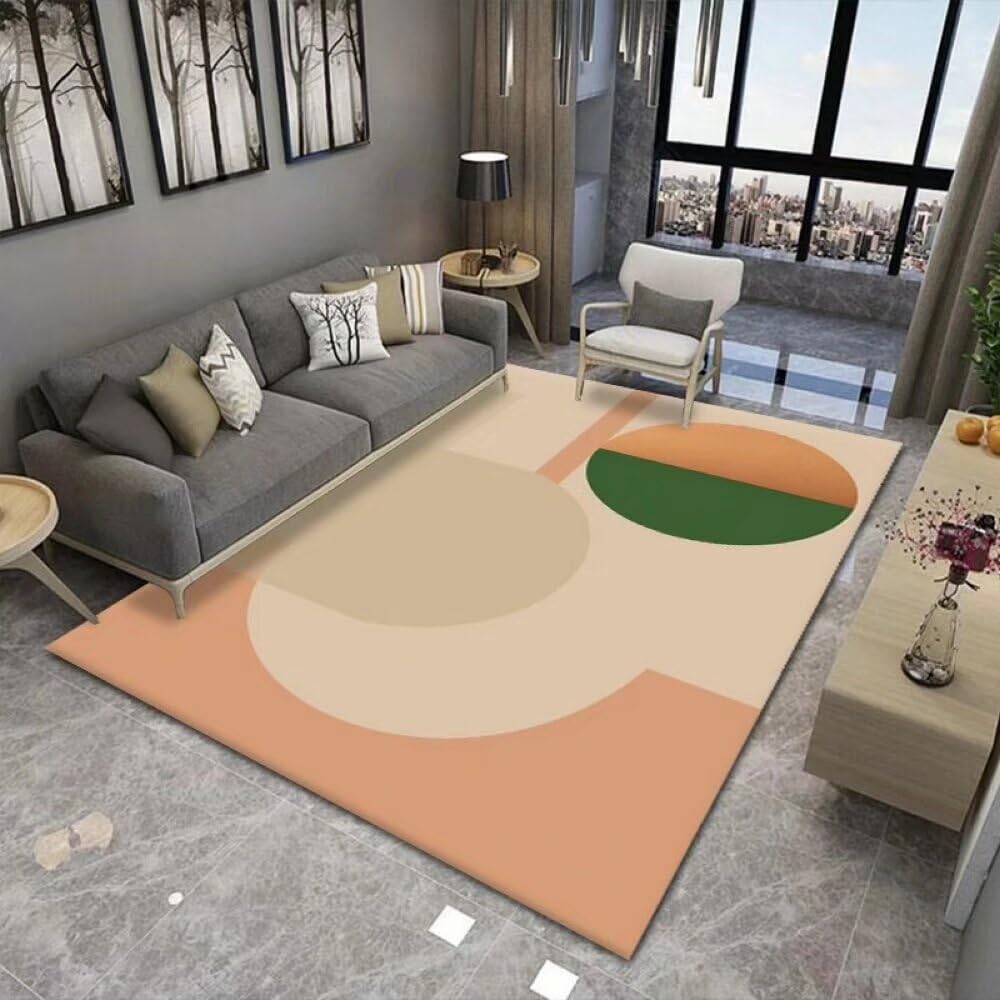 Tapis de salon géométrique vert 90x200cm personnalisable pour maison