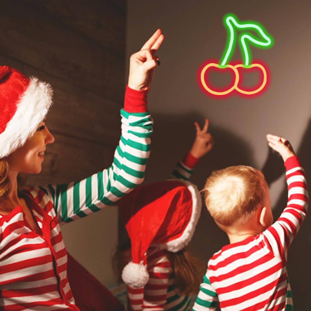 Neonowe światło wiśniowe Cherry Neon Light Sign LED neonowa tabliczka LED na lampę USB lub zasilanie bateryjne neonowe światło Sign do pokoju dziecięcego, sypialni, baru, restauracji, na Walentynki