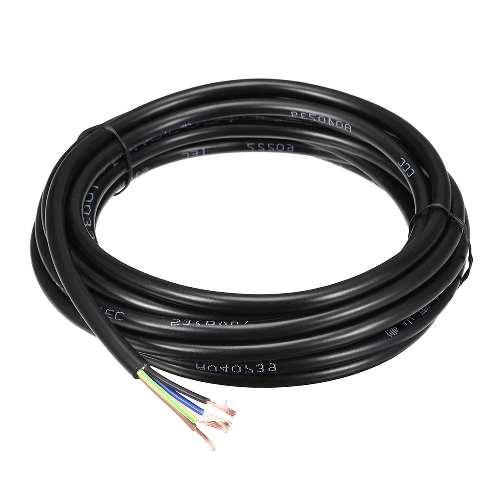 RVV Wire Cable 4 Conductor PVC Coated Copper, [for Car Solar RV Inverter] - 18AWG / 16.4Ft / 0.75x4 / Black