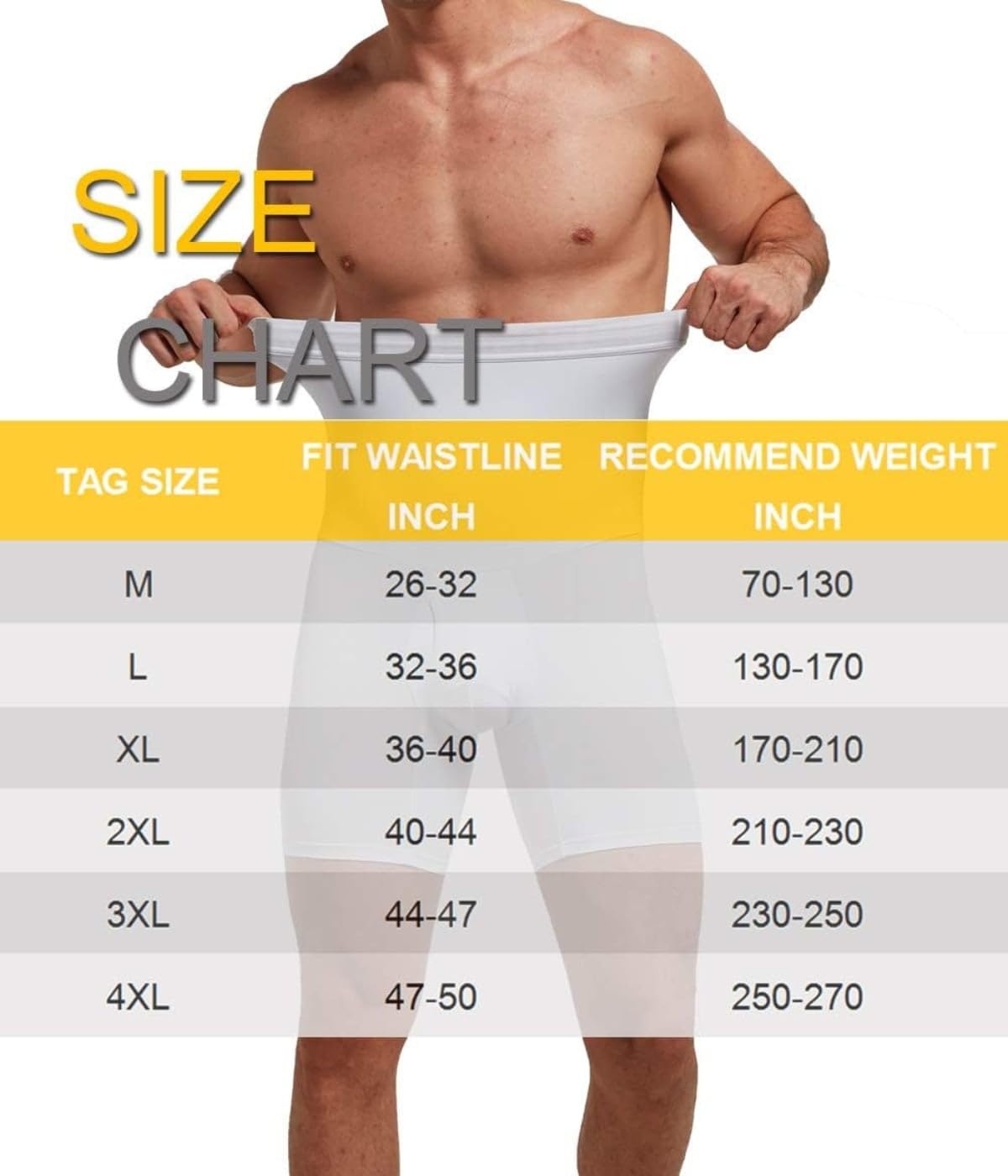 QUICKMOVE Men's Tummy Control Shapewear Shorts High Waist Slimming Anti-Curling Underwear Body Shaper Seamless Boxer Brief White 3