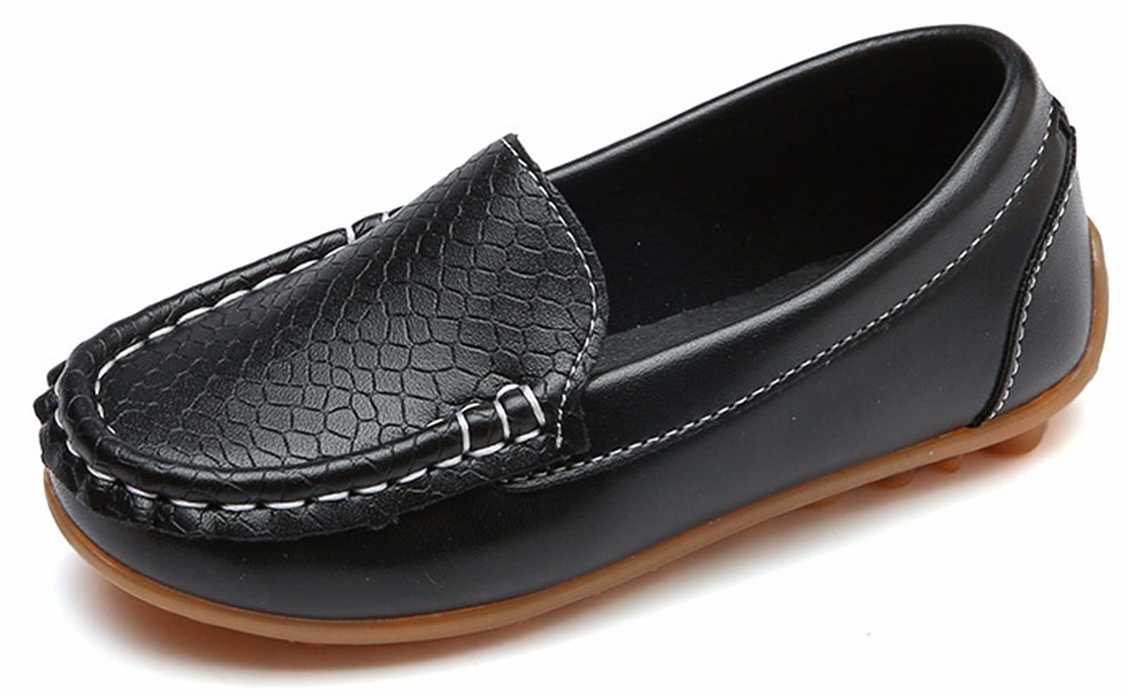 Yeeteepot Mocasines de Cuero para Niños Chicos Chicas Moda Loafers Casual Barco Zapatos Planos Antideslizantes Oxfords Comodidad Zapatos para Caminar EU 21-36