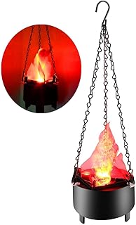 LED Artificial Fake Fire Flame Light 3D Flickering Fire Flame Electronic Flame Night Light Prop Simulated Flame Lamp for Halloween Christmas Night Clubs Party Decoration (Standard Flame,4.7",Hanging)