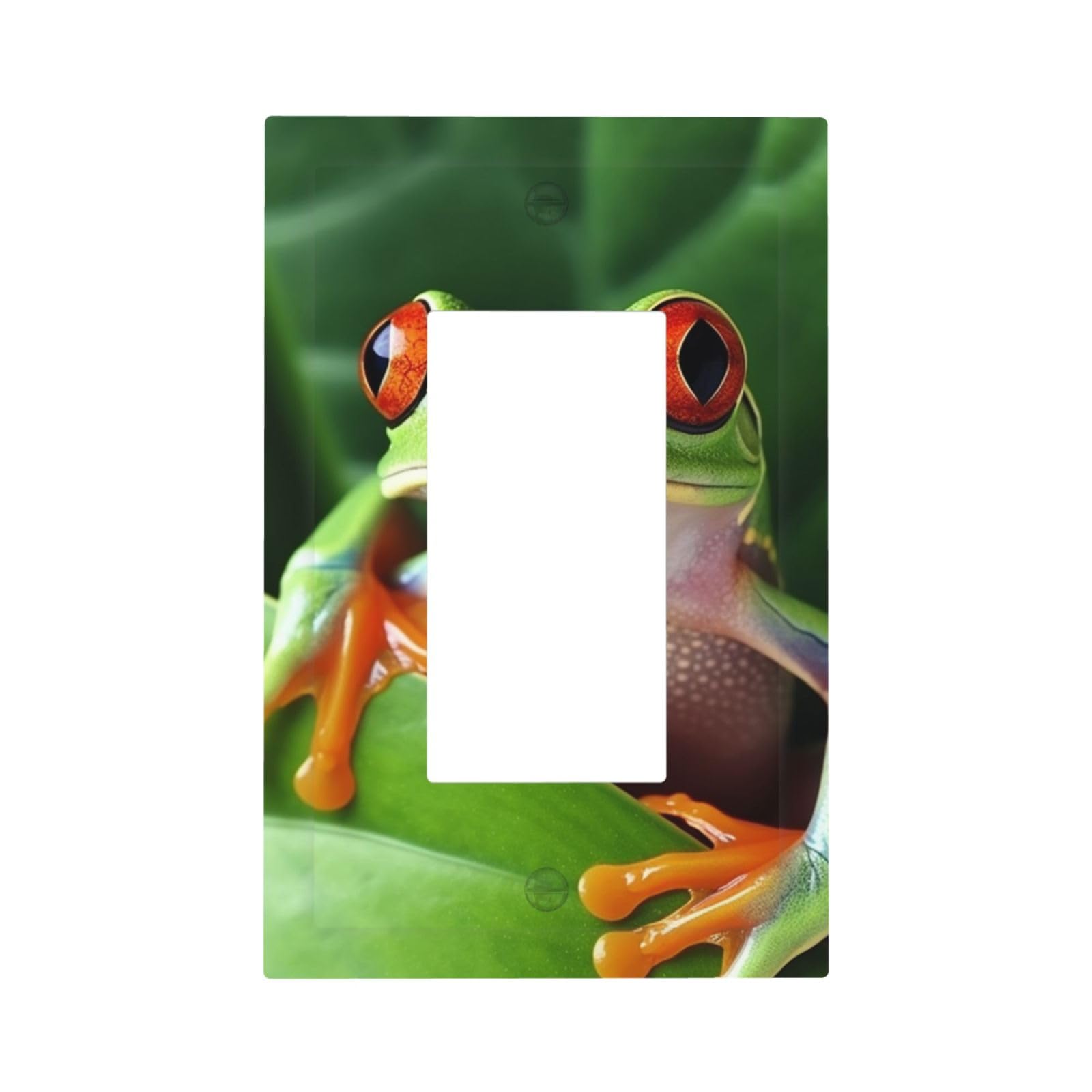 1-Gang Decorator Wall Plate Cute Frog Light Switch Cover Single Gang Receptacle Outlet Wall Plate Mid Size 5" x 3" Wallplate Unbreakable Polycarbonate Outlet Faceplates Covers