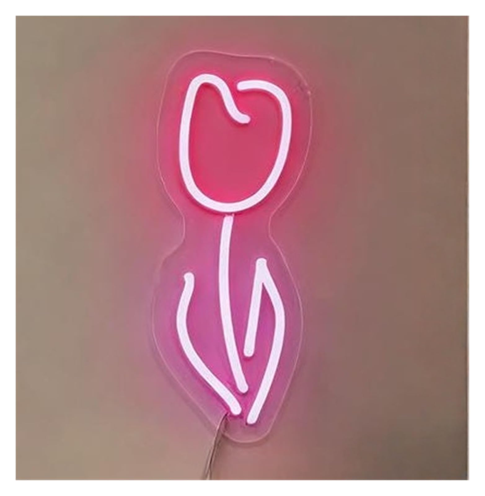 Rongch Rose Red A Hanging Art Signs Tulip Bouquet Neon Sign Flower Shop Storefront Window Display Business Entrance Decor 45Cm(Rose Red A)