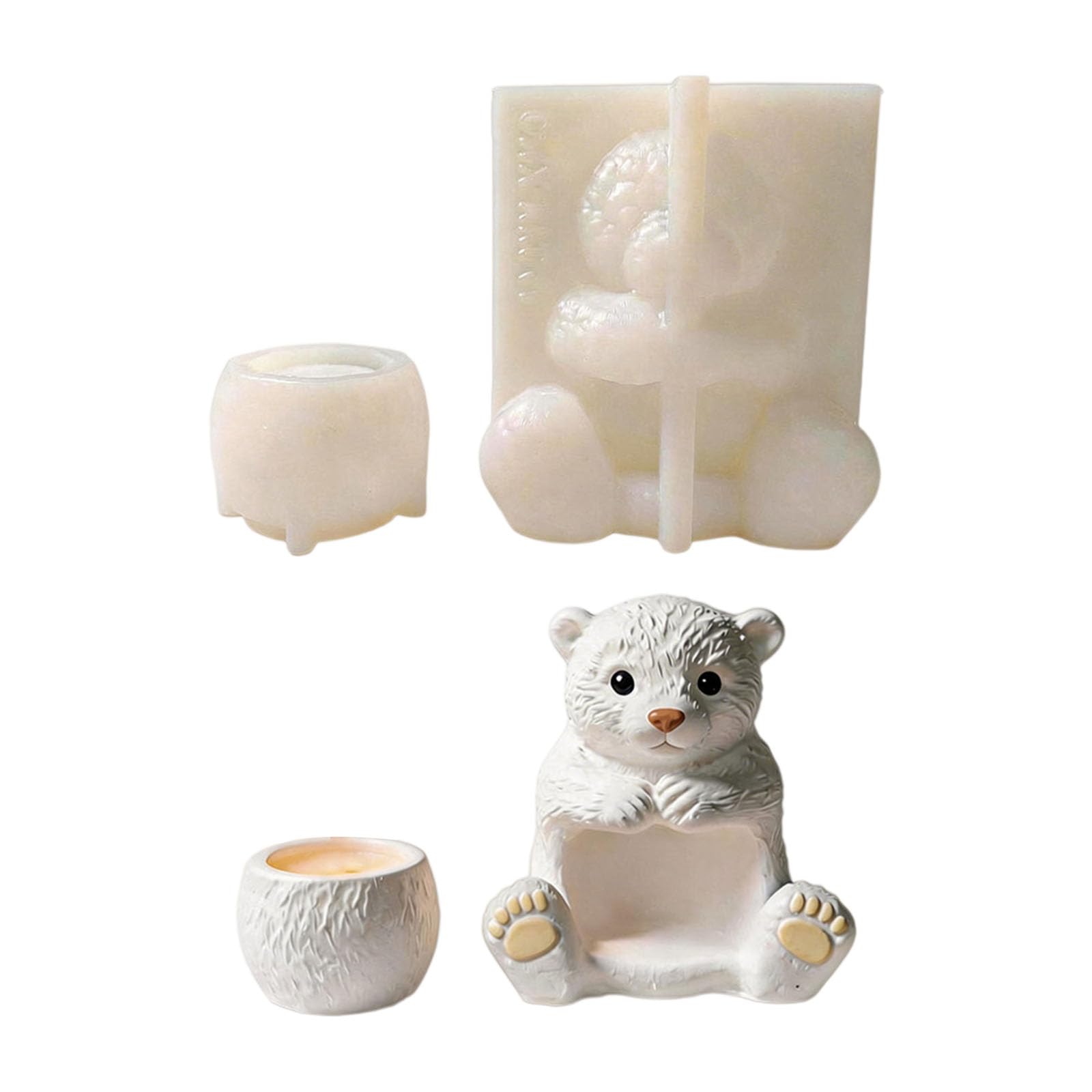 Alksubbm Bear Shape Silicone Molds for Soap Decorative Flowerpot Gypsum Sculptures and Epoxy Resin Elastomer Bear Cast